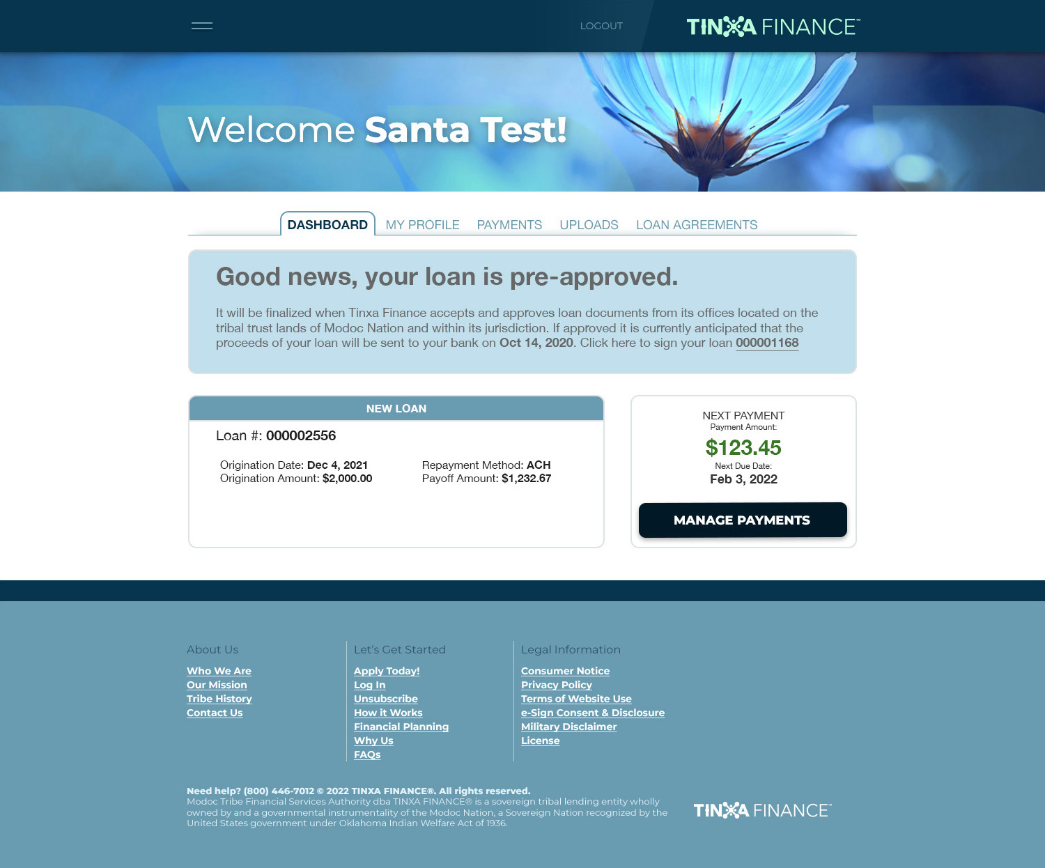 Tinxa Finance: Customer Portal