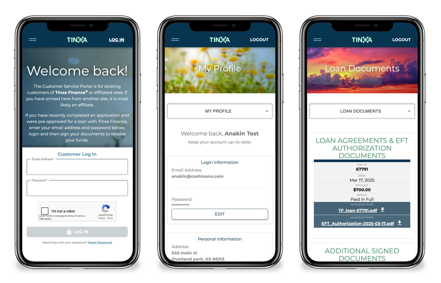 Tinxa Finance: Customer Portal