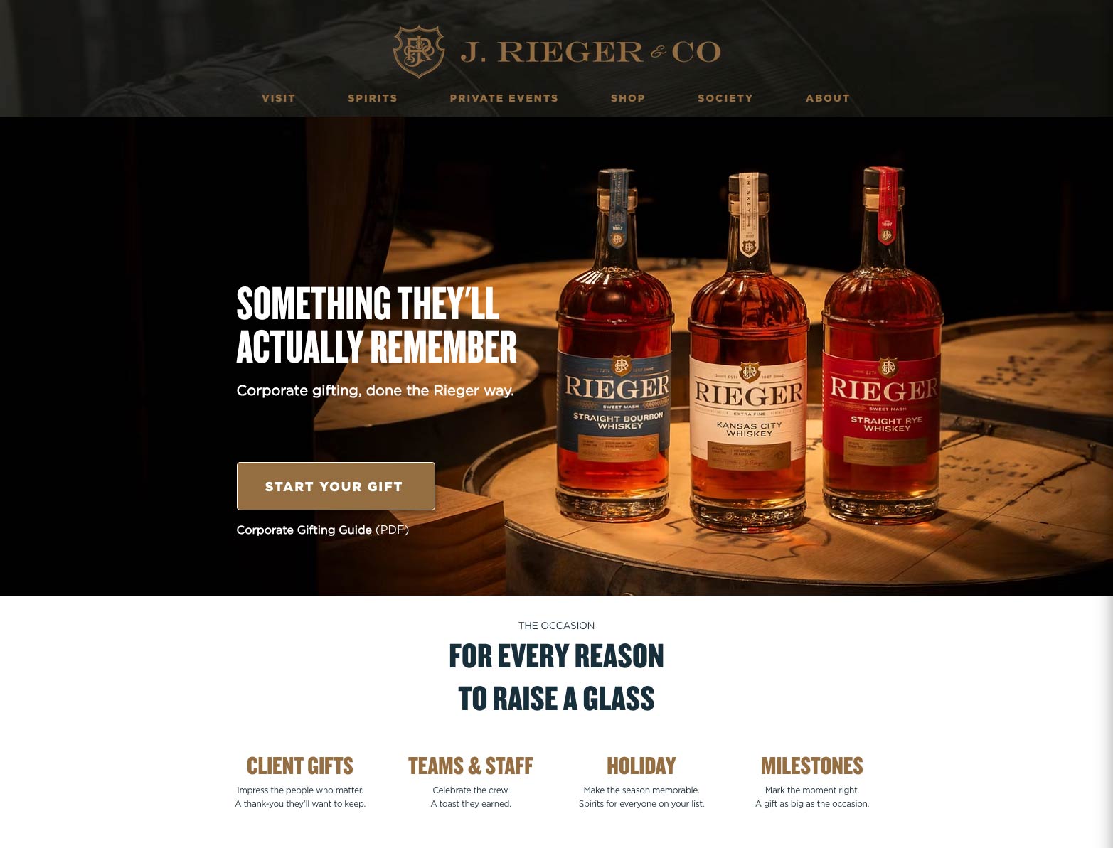J. Rieger & Co: Landing Page: Corporate Gifting