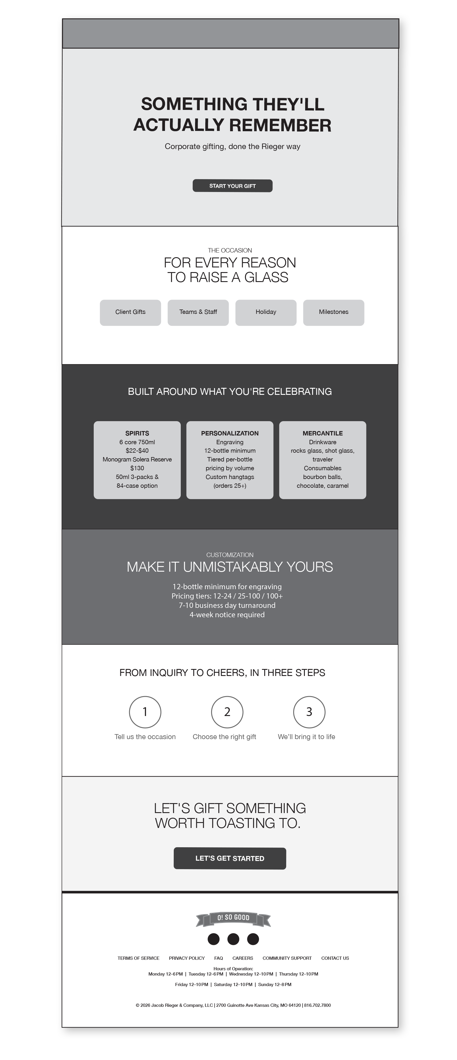 J. Rieger & Co: Landing Page