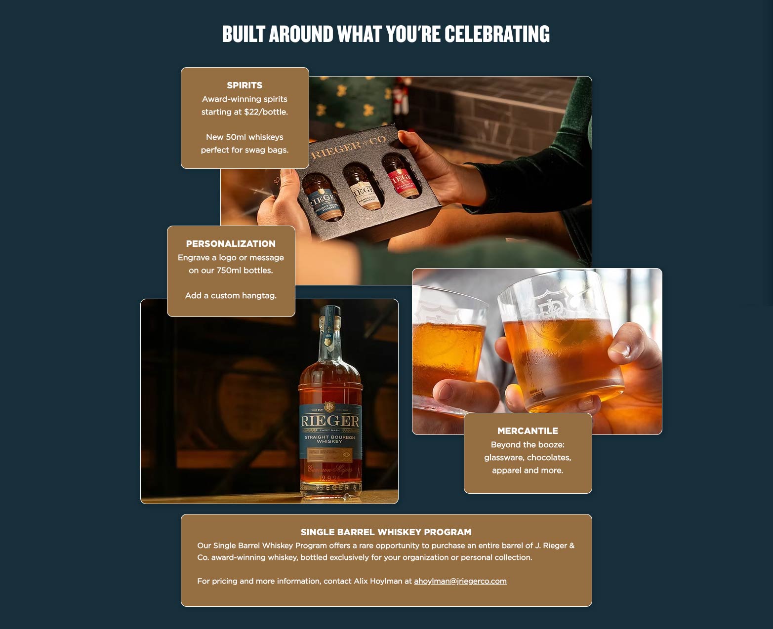 J. Rieger & Co: Landing Page: Corporate Gifting