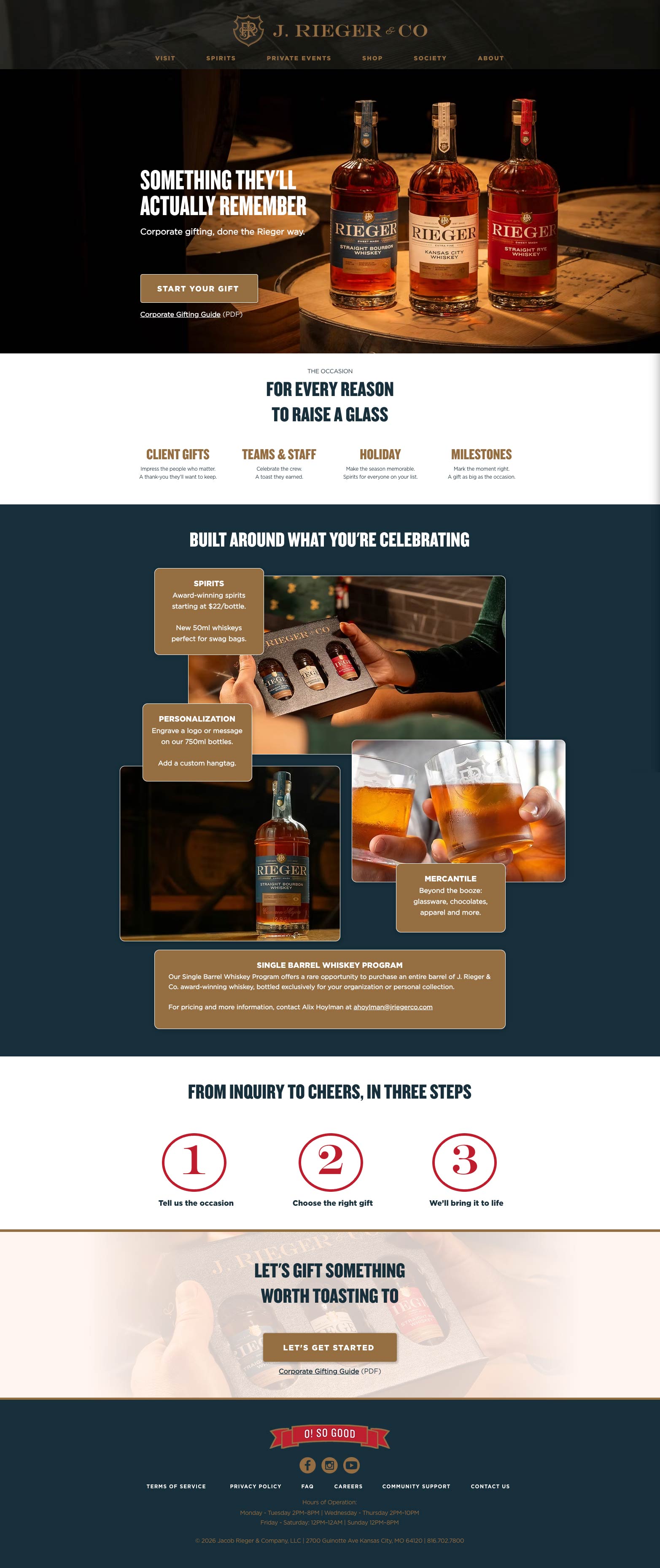 J. Rieger & Co: Landing Page: Corporate Gifting